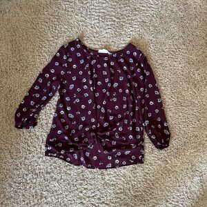 Women’s Pink Republic Burgundy Floral Long Sleeve Blouse M